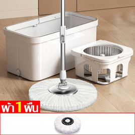 ALLSKING ชุดถังปั่น Spin Mop ทรงเหลี่ยมพร้อมผ้า 1 ผืน สีขาว - ALLSKING, ของใช้ภายในบ้าน