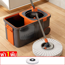 ALLSKING ชุดถังปั่น Spin Mop ทรงเหลี่ยมพร้อมผ้า 1 ผืน - ALLSKING, ไม้ม็อบและอุปกรณ์