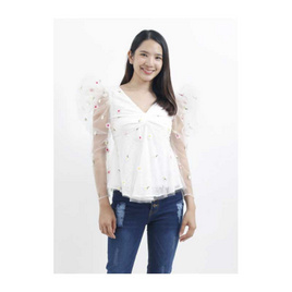 ALL BEAUTE (ออล โบเต้) Blooming Top เสื้อคอวี แขนยาว ผ้าทูล - ALL BEAUTE, เสื้อและเสื้อยืด