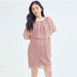 ALL BEAUTE Camellia Dress เดรสลูกไม้ สีชมพู - ALL BEAUTE, เสื้อผ้าผู้หญิง