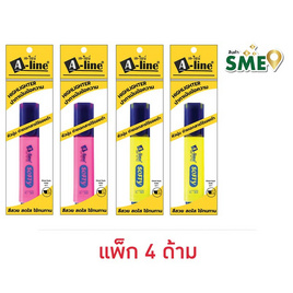 A-line ปากกาเน้นข้อความ Highlighter Softy คละสี (แพ็ก 4 ด้าม) - A-line, หนังสือ เครื่องเขียน