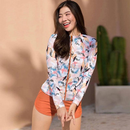 Alohaswimwear เสื้อว่ายน้ำแขนยาว รุ่นซิปหน้า Pastel Bird - Alohaswimwear, เสื้อผ้า