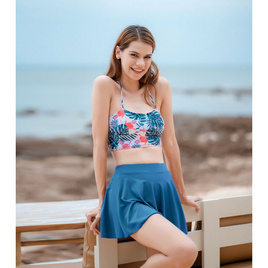 Alohaswimwear Vicki Collection ชุดว่ายน้ำ บราลายดอกไม้สีแดง พร้อมกระโปรงสีเขียว - Alohaswimwear, เสื้อผ้า