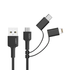 Aukey สายชาร์จ MFI 3in1 Type C Micro Lightning CB-BAL5 - Aukey, สายชาร์จ