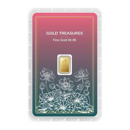 Ausiris ทองคำแท่ง 99.99% น้ำหนัก 1 g Gold Treasures ลายการ์ดดอกบัว - Ausiris, โปรโมชั่น สินค้าบ้านและสวน