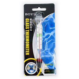 BOYU Thermometer BT-01 เครื่องวัดอุณหภูมิ เทอร์โมมิเตอร์แบบปรอท สำหรับติดตู้ปลา วัดได้ 0-40c - BOYU, สัตว์เลี้ยงอื่นๆ