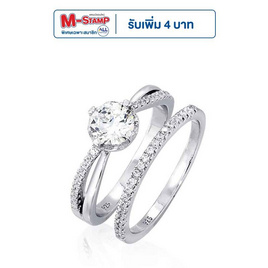 Beauty Jewelry แหวนคู่เงินแท้ 92.5% ประดับเพชร CZ รุ่น RS2069-RR เคลือบทองคำขาว - Beauty Jewelry, 7Online