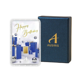 Boxset ทองคำแท่งพร้อมกล่อง 1 g ลายการ์ด Happy Birthday - Ausiris, เครื่องรางและฮวงจุ้ย