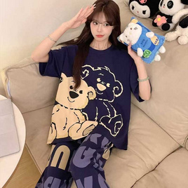 Bra Studio ชุดนอนขายาวลายหมีสีน้ำเงิน - Bra Studio