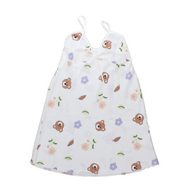 Bra Studio Setชุดนอนกระโปรงพร้อมเสื้อคลุม ลายหน้าน้องหมีดอกไม้ - Bra Studio, ชุดนอน