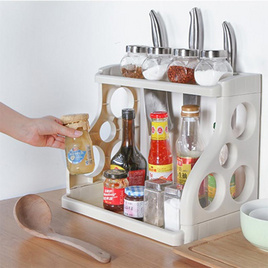 CASSA-C240-ชั้นวางของในห้องครัว ชั้นวางของพร้อมที่เสียบมีด 2 ชั้น - CASSA, อุปกรณ์จัดเก็บในครัว