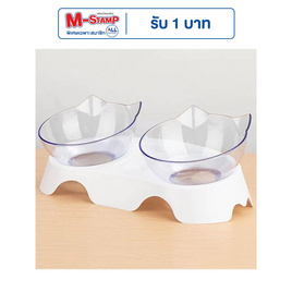 CCPets ชามข้าวสัตว์เลี้ยงแบบเอียงใสหน้าแมว คู่ ZX002 - CCPets, อุปกรณ์ให้อาหาร