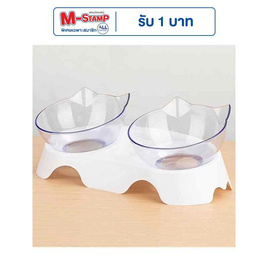 CCPets ชามข้าวสัตว์เลี้ยงแบบเอียงใสหน้าแมว คู่ ZX002 - CCPets, อุปกรณ์ให้อาหาร