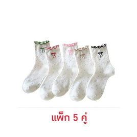 CC SOCK ถุงเท้าขอบหยักลายจุดโบว์ CBF แพ็ก 5 คู่ - CC SOCK, สินค้าใหม่แฟชั่น