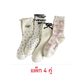 CC SOCK ถุงเท้าข้อยาวลายโบว์–จุด LBD (แพ็ก 4 คู่) - CC SOCK, แฟชั่น