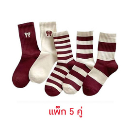 CC SOCK ถุงเท้าข้อยาวแดง-ขาว LRW (แพ็ก 5 คู่) - CC SOCK, รองเท้า