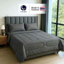 CHARM ชุดเครื่องนอน รุ่น Classic ผ้าซาติน สี Dark Gray - Charm, ห้องนอนและเครื่องนอน