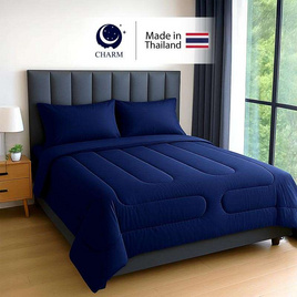 CHARM ชุดเครื่องนอน รุ่น Classic ผ้าซาติน สี Navy Blue - Charm, ชุดผ้าปูที่นอนพร้อมผ้านวม
