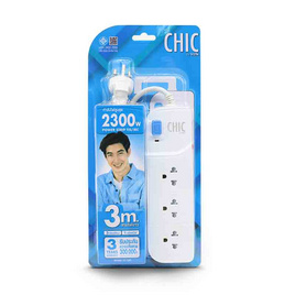 CHIC รางปลั๊กไฟ 3 ช่อง 1 สวิตซ์ 3 เมตร รุ่น F5STB-CHP6-1301 คละสี - CHIC, ปลั๊กไฟมาตราฐาน