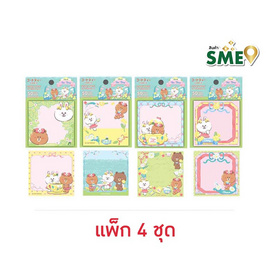 CODE:D กระดาษโน๊ตแถบกาว Sticky Note Line Friends คละลาย (แพ็ก 4 ชุด) - CODE:D, กระดาษ/แฟ้ม/อุปกรณ์จัดเก็บเอกสาร