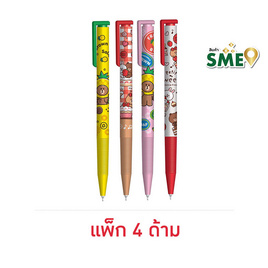 CODE:D ปากกา oil gel pen 0.7มม. LINE FRIENDS คละลาย (แพ็ก 4 ด้าม) - CODE:D, เครื่องเขียน