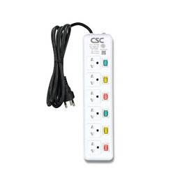 CSC รางปลั๊กไฟ 6ช่อง 6สวิตซ์ 3เมตร ColourSwitch AS166CS-3m - CSC, รางปลั๊กไฟ