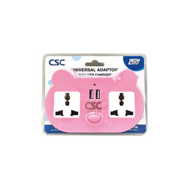 CSC Universal Adaptor 2ช่อง+2USB รุ่น AD202U-P - CSC, รางปลั๊กไฟ