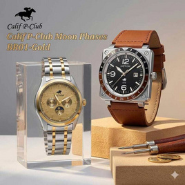 Calif P-Club นาฬิกาข้อมือ เซตคู่ SV-GD BR01-Brown Gold - Calif P-Club, นาฬิกา