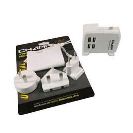 Champ ปลั๊กนอก 4USB เปลี่ยนหัว 4IN1 รุ่น CH922-4USB - Champ, รางปลั๊กไฟ