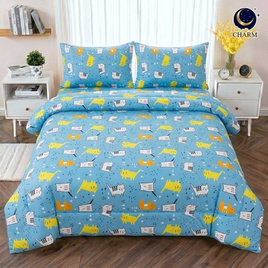 Charm ผ้าปูไม่รวมนวม Blue Cat - Charm, ห้องนอนและเครื่องนอน