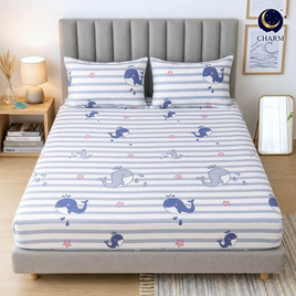 Charm ผ้าปูไม่รวมนวม Blue Whale 6ft 3pcs - Charm, ชุดผ้าปูที่นอนพร้อมผ้านวม