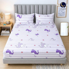 Charm ผ้าปูไม่รวมนวม Purple Whale 5ft 3pcs - Charm