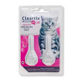 Cleartix เคลียร์ติ๊กซ์ สปอต ออน ชนิดหยดหลัง สำหรับแมว 2 หลอด/แผง - Cleartix, อุปกรณ์ทำความสะอาดและตกแต่งขน