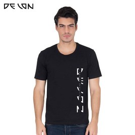 DELON เสื้อยืดคอกลม ผ้าคอตตอน AT53108 สีดำ - DELON, แฟชั่นผู้ชาย