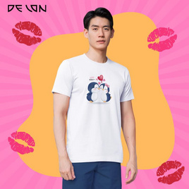 DELONเสื้อลายเพนกวินคู่รัก AT53170 ผ้าคอตตอน-โพลีเอสเตอร์ สี ขาว L (UNISEX) - DELON, 7Online