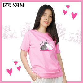 DELON เสื้อยืด พิมพ์ลาย น้องแมว in love รุ่น AT53136 - DELON, เสื้อและเสื้อยืด