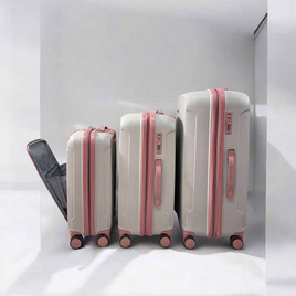 DENPA กระเป๋าเดินทาง รุ่น PP 2 TONE ขยายซิป สีกากี-ขอบชมพู - Denpa, กระเป๋าและกระเป๋าเดินทาง