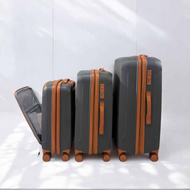 DENPA กระเป๋าเดินทาง รุ่น PP 2 TONE COLOR สีเทา-ขอบน้ำตาล - Denpa, กระเป๋าและกระเป๋าเดินทาง