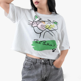 DOSH WOMENS CROPPED TOPS PINK PANTHER เสื้อยืดครอปสั้น ผู้หญิง 9DPPWT1024 - DOSH, แฟชั่นผู้หญิง