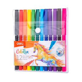 Deli ชุดปากกาเมจิก 12 สี ColoRun 12 Felt Pens No.C10003 - Deli, อุปกรณ์วาดรูประบายสี