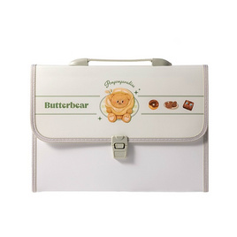 Deli แฟ้มกระเป๋าหีบเพลง Butterbear สีเขียว 13 ช่อง ขนาด A4 - Deli, Deli