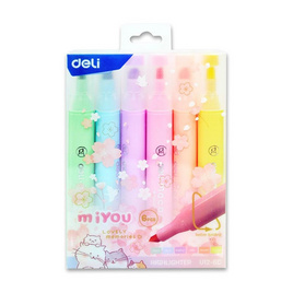 Deli ชุดปากกาไฮไลท์ สีพาสเทล Pastel Highlighter U12-6C (แพ็ก 6 ด้าม 6 สี) - Deli, หนังสือ เครื่องเขียน