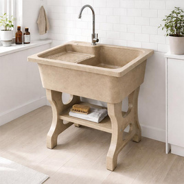 Dinosaur washtub อ่างล้างจานขาตั้ง หินควอตซ์ 1 หลุม 1 ที่พัก สี sand - Dinosaur washtub, สินค้าใหม่