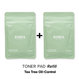 Doris โทนเนอร์แพด Tea Tree Oil-Control Hydrating Cotton Pad Refill 40มล.(20 แผ่น)แพ็ก2ชิ้น - Doris, 7Online