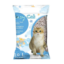 Easy Cat ทรายแมว กลิ่นแป้งเด็ก 10 ลิตร - Easy Cat, ห้องน้ำและผ้าอ้อมสัตว์