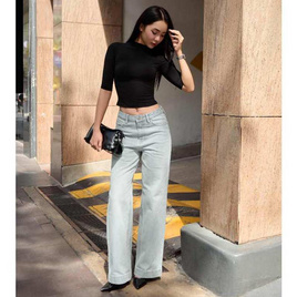 Easy Denim Jeans กางเกงยีนส์ผู้หญิง ขากว้าง JN7063 Light Blue - Easy Denim, เสื้อผ้า
