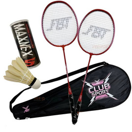 FBT ไม้แบดมินตัน แพ็คคู่ รุ่น CLUB SPORT พร้อมลูกขนไก่ 3 ลูก รุ่น SPEQ-BAT003 - TS Modern Living, อุปกรณ์กีฬา