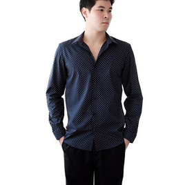 FQ&L  เสื้อเชิ้ตผู้ชาย ( MMFLJ-089-S7) สี NAVY BLUE - FQ&L, เสื้อเชิ้ต