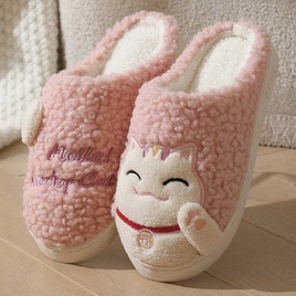 Fashion slippers รองเท้าใส่ในบ้าน ลายแมวกวัก PVC พื้นยางกันลื่น - fashion slippers, รองเท้า