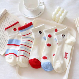 Fashion sock ถุงเท้าลาย APPLE B143 (5ลาย/10คู่) - Fashion sock